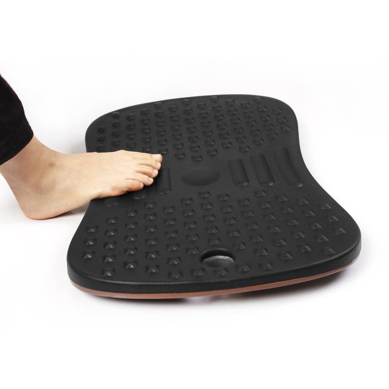 Seville Classics airLIFT Premium Anti Fatigue Wooden Balance Wobble Board Mat w/Massage Points, for Office Standing Desk, Home, Exercise, Therapy, Sports Training, Black, 20"W x 14"D - Image 2
